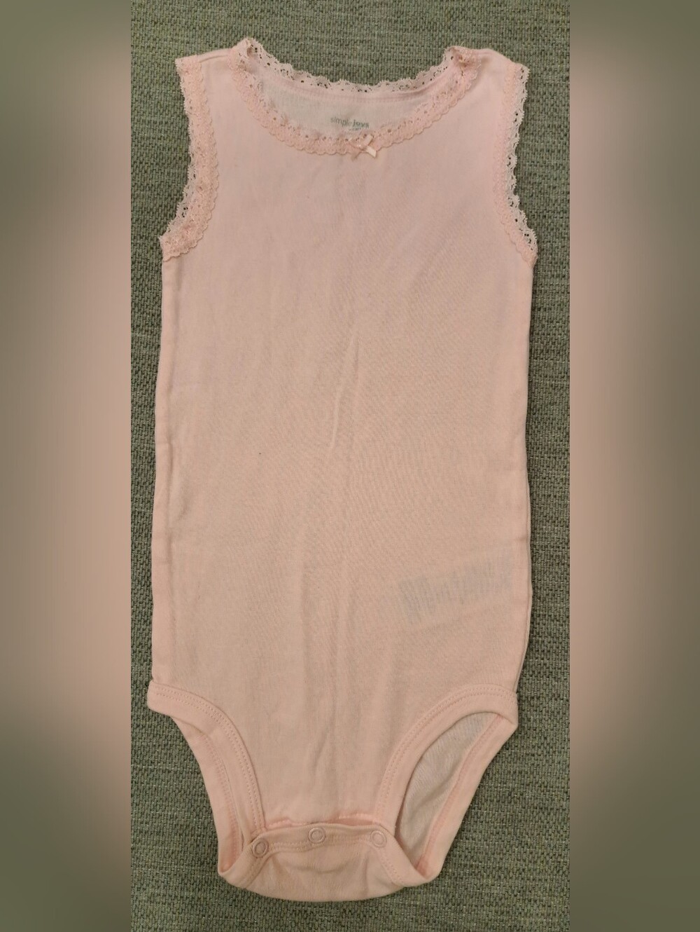 2/$10 Pink Sleeveless Bodysuit Tank Top Style Lace Trim Baby Girl
